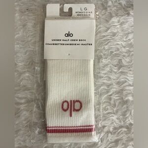 ALO Yoga White and Pink Athletic Socks unisex, half crew socks